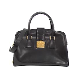 Gucci-Gucci Black Leather Handbag-Black