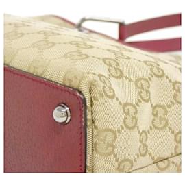 Gucci-Gucci 120837 Handbag-Beige,Dark red