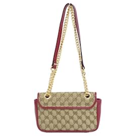 Gucci-Gucci GG Marmont 446744 HVKEG Shoulder Bag-Red,Beige
