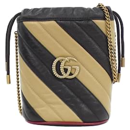 Gucci-Gucci GG Marmont 573817 0OLQX Shoulder Bag-Black,Beige