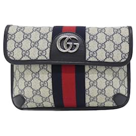 Gucci-Gucci OPHIDIA 674081 96IWN Waist Bag-Blue,Beige