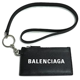 Balenciaga-Porte-cartes noir Balenciaga avec sangle-Noir