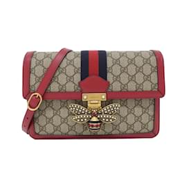 Gucci-Gucci QUEEN MARGARET 524356 9I6BT Shoulder Bag-Red,Beige