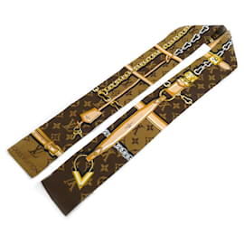 Louis Vuitton-Louis Vuitton Brown Silk Bandeau Scarf-Brown
