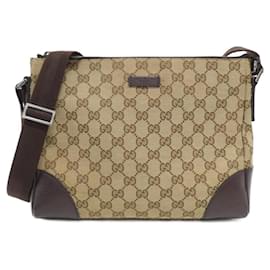 Gucci-Gucci GG Canvas Shoulder Bag-Beige,Dark brown
