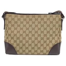 Gucci-Gucci GG Canvas Shoulder Bag-Beige,Dark brown