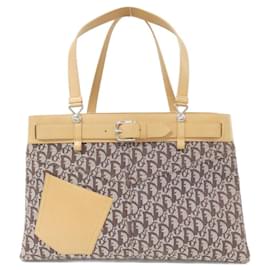 Christian Dior-Christian Dior Beige and Brown Canvas Handbag-Brown,Beige