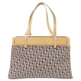 Christian Dior-Christian Dior Beige and Brown Canvas Handbag-Brown,Beige