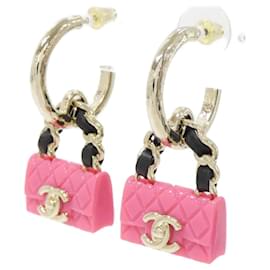 Chanel-Chanel Black and Pink Leather Drop Earrings-Black,Pink