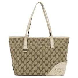 Gucci-Gucci GG Canvas Handbag-Beige,Cream