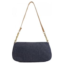 Christian Dior-Christian Dior Blue Denim Shoulder Bag-Blue
