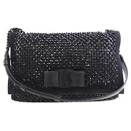 Salvatore Ferragamo-Salvatore Ferragamo Black Suede Shoulder Bag-Black
