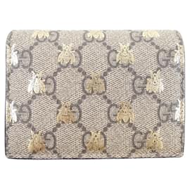Gucci-Gucci 508757 9F26G Bi-Fold Wallet-Beige,Golden