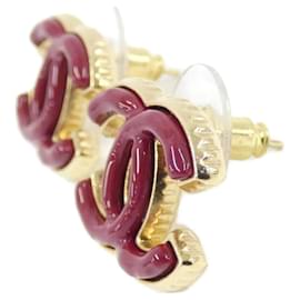 Chanel-Chanel ABB004 Bordeaux Stud Earrings-Dark red