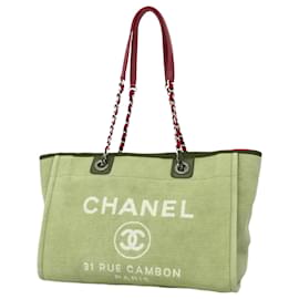 Chanel-Chanel Deauville Tote Bag-Pink,Dark red