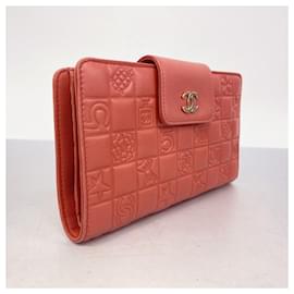Chanel-Chanel Long Wallet in Red Lambskin-Red