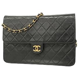 Chanel-Chanel Black Lambskin Shoulder Bag-Black