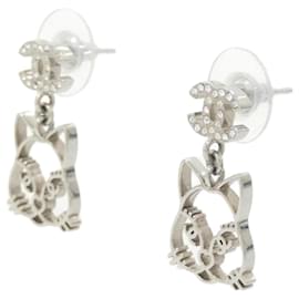Chanel-Chanel 96343 Silver Drop Earrings-Silvery
