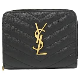Saint Laurent-Saint Laurent Black Calfskin Coin Purse-Black