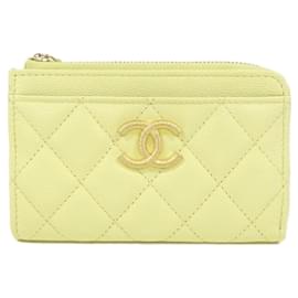 Chanel-Chanel AP4478 Yellow Grained Calfskin Card Case-Yellow
