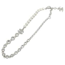 Chanel-Chanel ABA625 Necklace-Silvery,White