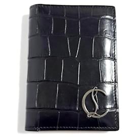 Christian Louboutin-Christian Louboutin Men's Card Case in Crocodile Embossed Leather-Other
