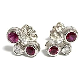Tiffany & Co-Tiffany Women's Bubble Earrings in Platinum with Diamond and Ruby-Other