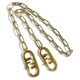 Fendi-Fendi Shoulder Bag with Chain Strap-Golden