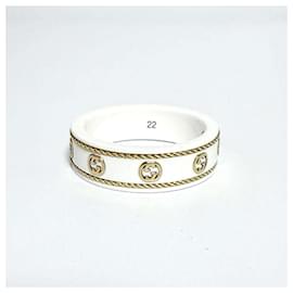 Gucci-Gucci Men's Icon Interlocking G Ring-White,Golden