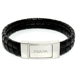 Pulseira de couro com placa de logo para homem Prada Outro