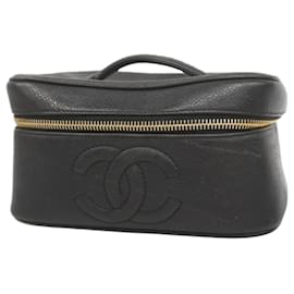 Chanel-Chanel Black Grained Calfskin Vanity Bag-Black