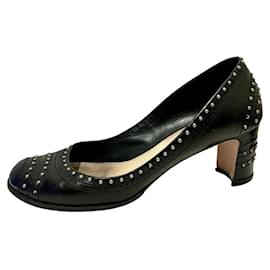 Prada-Vintage studded mid-heel pumps-Black