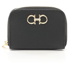 Salvatore Ferragamo-Salvatore Ferragamo Black Leather Coin Purse-Black