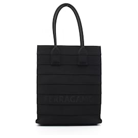 Salvatore Ferragamo-Salvatore Ferragamo Black Canvas Tote Bag-Black