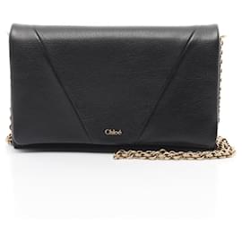 Chloé-Chloé SPIN Flap Wallet Shoulder Bag-Black
