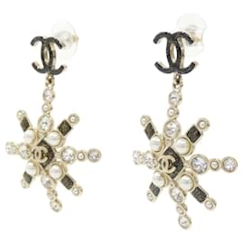 Chanel-Chanel AB2323 Drop Earrings-Black,White,Golden