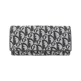 Christian Dior-Christian Dior Black Canvas Long Wallet-Black