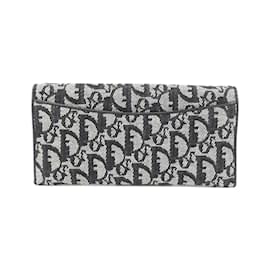 Christian Dior-Christian Dior Black Canvas Long Wallet-Black