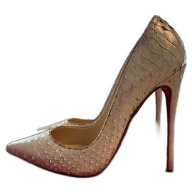 Christian Louboutin So Kate 120 Python Beige Talons Escarpins Taille 38 Beige Doré