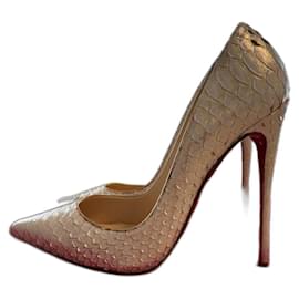 Christian Louboutin-Christian Louboutin So Kate 120 Python Beige Heels Pumps Size 38-Beige,Golden
