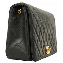 Chanel-Chanel Black Lambskin Shoulder Bag-Black