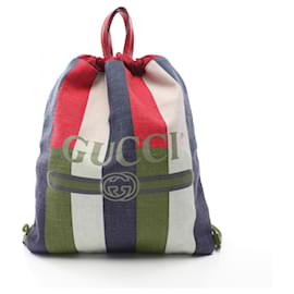 Gucci-Gucci Drawstring Backpack-White,Red,Navy blue