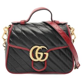 Gucci-Gucci GG Marmont Handbag-Black,Red