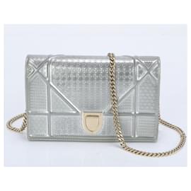 Christian Dior-Christian Dior Diorama Gold Chain Leather Shoulder Bag-Silvery