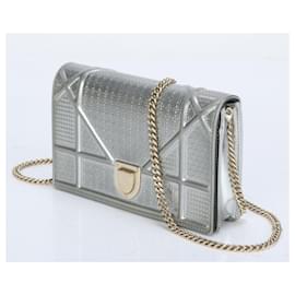 Christian Dior-Christian Dior Diorama Gold Chain Leather Shoulder Bag-Silvery