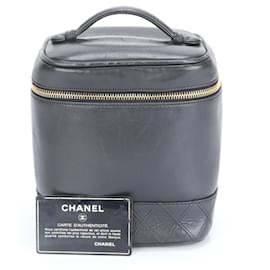 Chanel-Chanel Bicolor Vanity Leather Handbag-Black