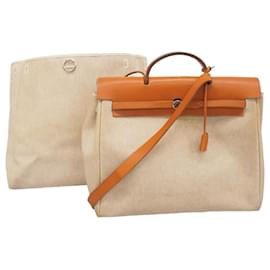 Hermès-Sac à main Hermes Airbag GM Toile H Naturel C-Autre