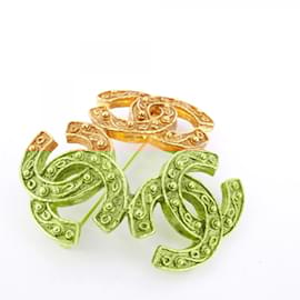 Chanel-Chanel Gold Plated Triple Coco Brooch-Golden