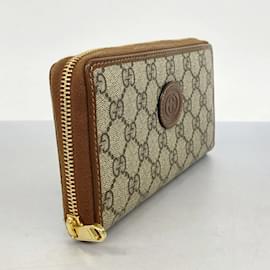 Gucci-Gucci Long Wallet GG Supreme-Brown