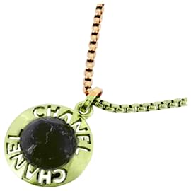 Chanel-Chanel Gold Plated Necklace with Color Stone-Red,Golden